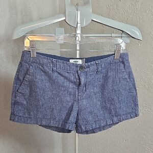 Old Navy Blue Linen/cotton Shorts Casual Summer Essential